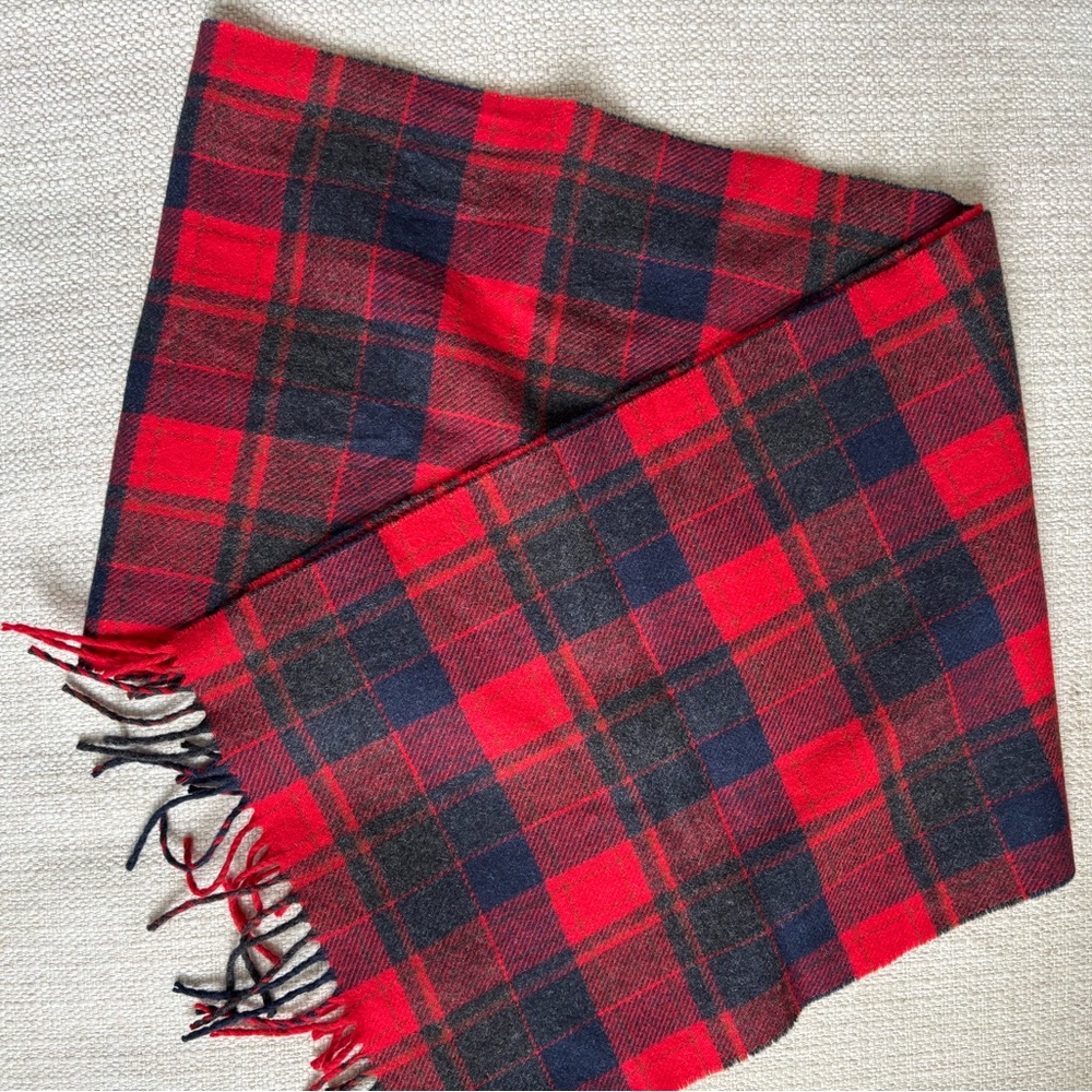 J. Crew Vibrant Red and Black Plaid Scarf